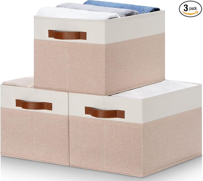 Large Fabric Storage Bins, Foldable Fabric Storage Baskets