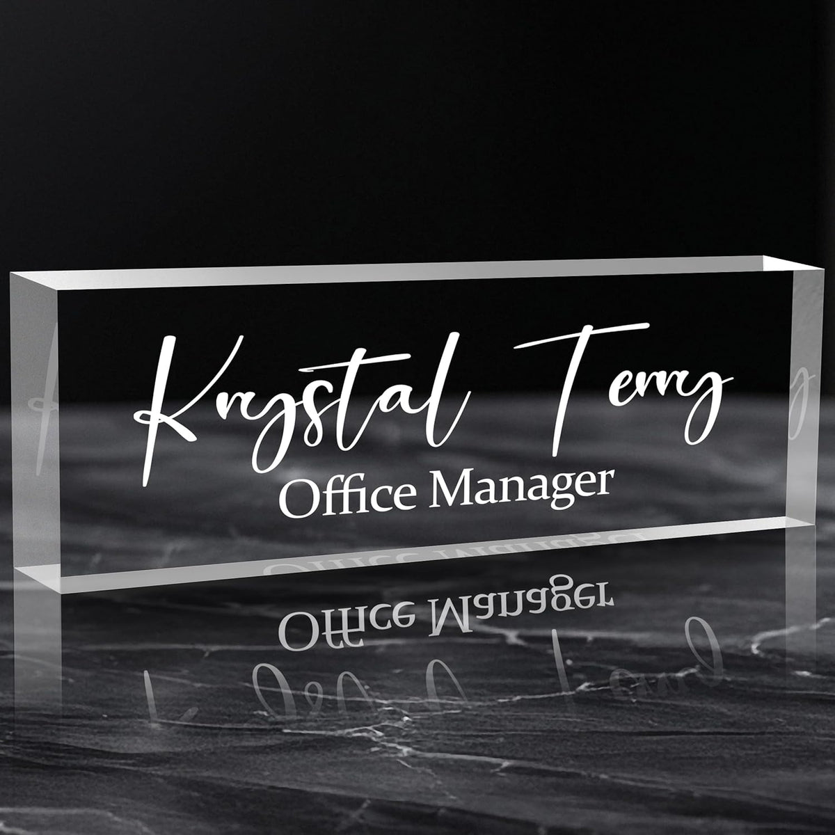 Personalized Name Plate for Desks, Custom Desk Name Plates, Acrylic Name Plate Office Desk Accessories, Personalized Office Gifts for Coworkers Teachers, Employee Appreciation Gifts (Engraved)