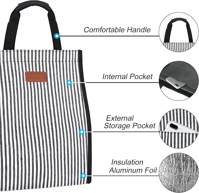 Lunch Bags for Women Insulated Reusable Lunch Tote