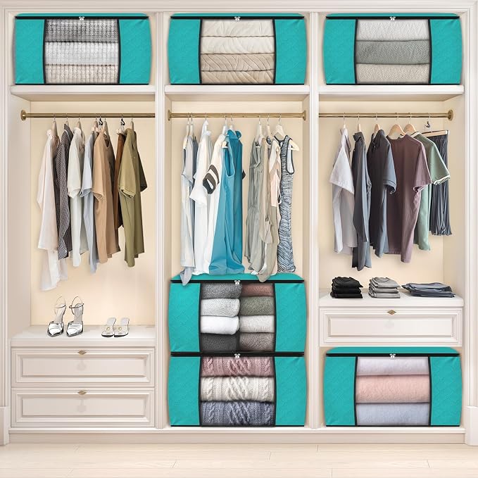 Fab totes 24 Gallons Clothes Storage, Foldable Thick Fabric Blanket Storage Bags