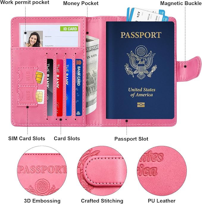 Herain Passport Holder for Travel Cruise Essentials, RFID Passports Book Card