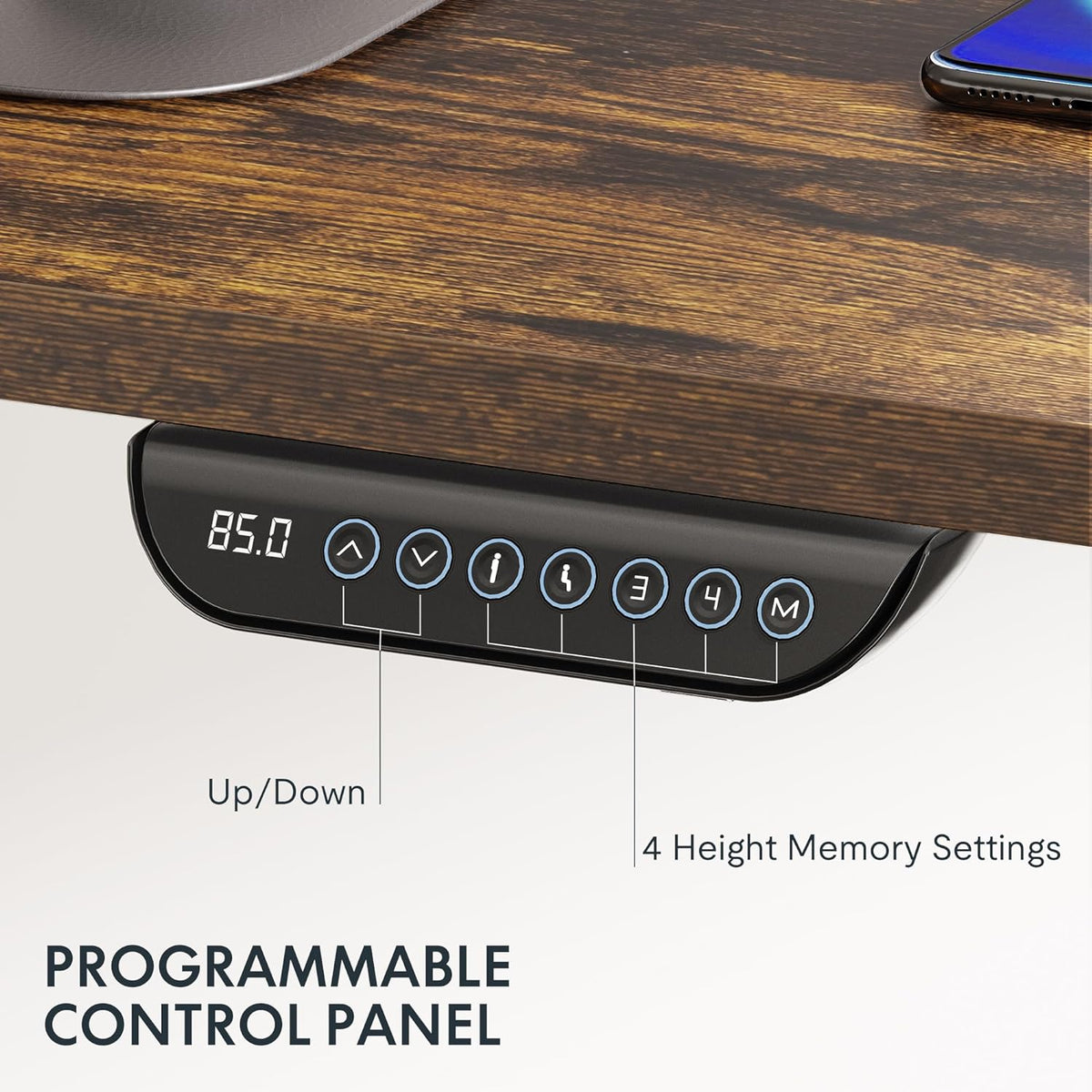 FLEXISPOT E6 MAX Dual Motor 3 Stages Standing Desk 55x28 Inch Whole-Piece Board Electric Height Adjustable Stand Up Desk 150KG Load Capacity(Black Frame + Special Walnut Desktop)