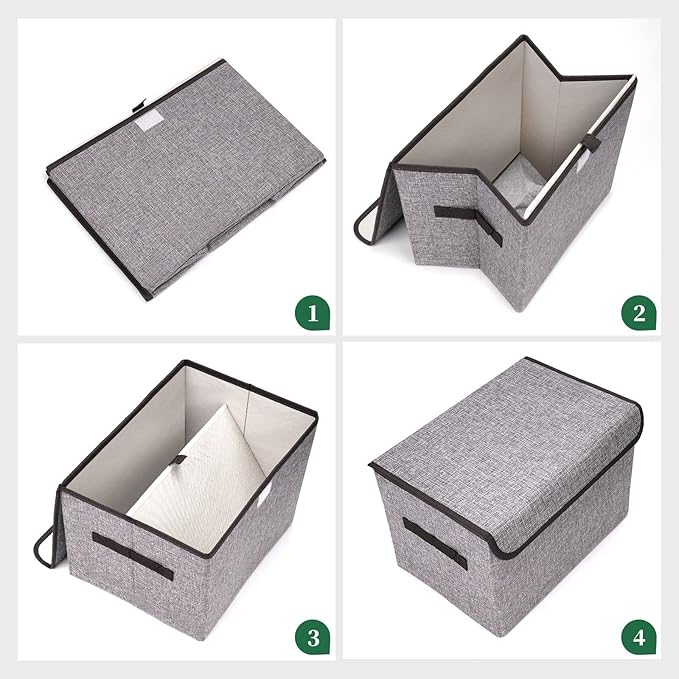Large 22 Quart Linen Fabric Foldable Storage Bin Cube Organizer Basket