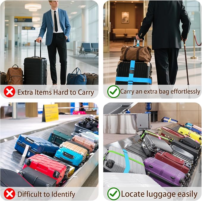 BILIONE 3Pcs Luggage Straps Set