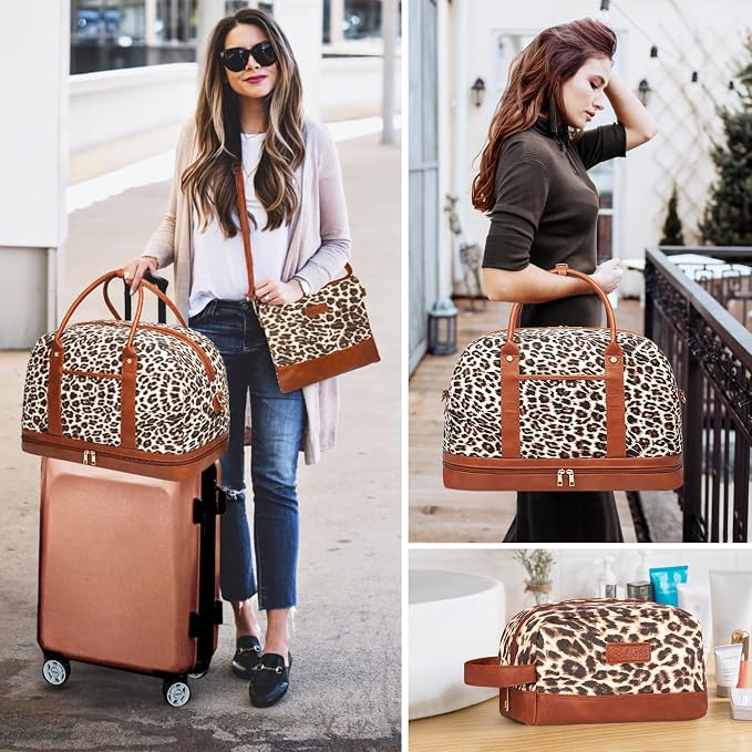 Weekender Bag for Women Canvas Overnight Bag Large Travel Tote Bag Carry on