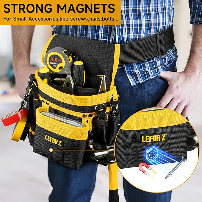 Tool Belt, Magnetic Tool Pouch, 14-Pockets Tool Belts