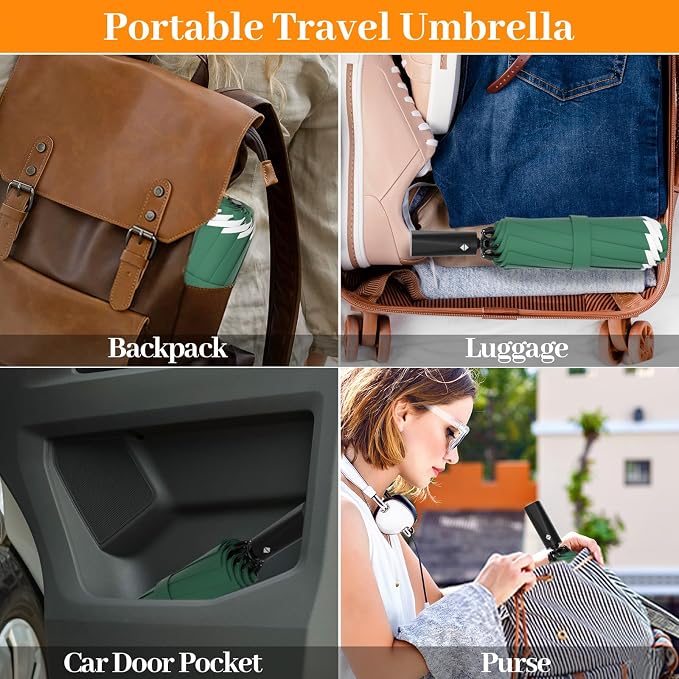 Travel Umbrella Superior, Beautiful & Compact, Large Strong but Light Portable