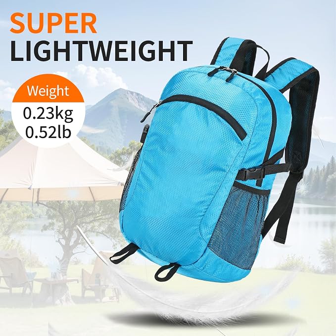 Small Hiking Daypack, 15L Waterproof Hiking Backpack Packable Lightweight