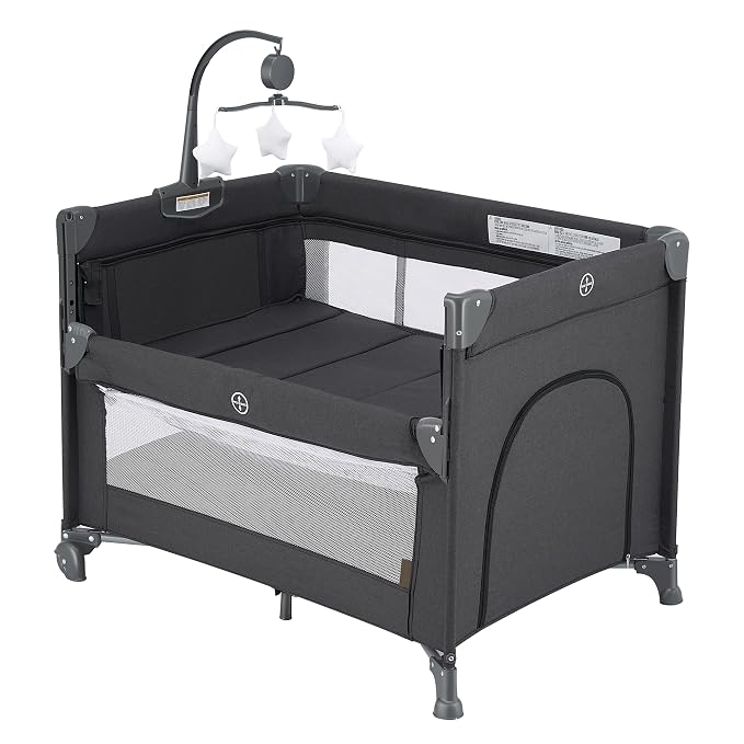 2-in-1 Pack and Play with Mattress, Baby Bassinet Bedside Sleeper, Bedside