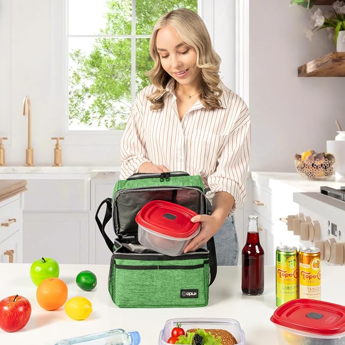 OPUX Lunch Box For Men Women, Insulated Large Lunch Bag Adult Work, Double