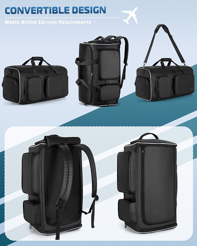 50L Convertible Garment Duffle Bag Backpack