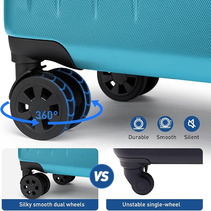 KYME Suitcase Hardshell With Double Spinner Wheels, PC+ABS TSA Lock Travel