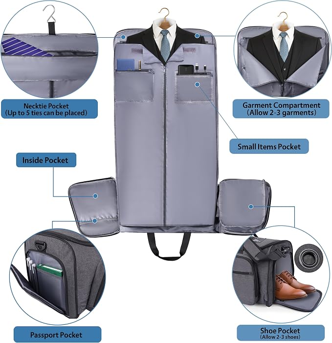 Garment Duffle Bags for Travel, YKK Zippers Carry On Convertible Suit Bag