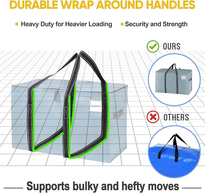 VENO 4 Pack Moving Bags, Heavy Duty, Moving Boxes Alternative, Packing Storage