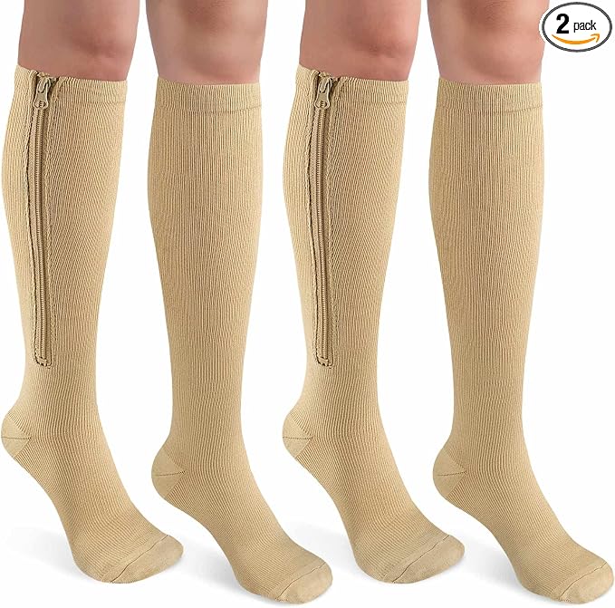 CASMON 2 Pairs Zipper Compression Socks