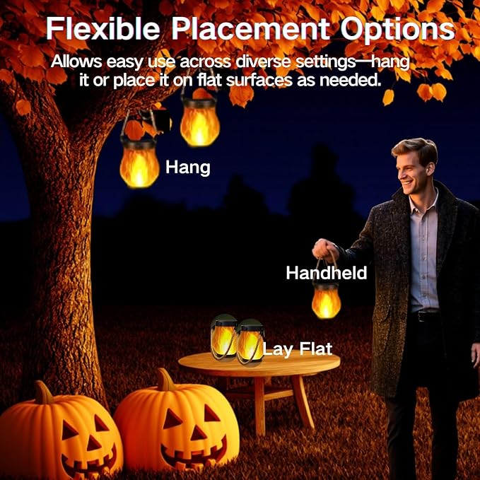 Solar Lantern Outdoor Lights, Flickering LED