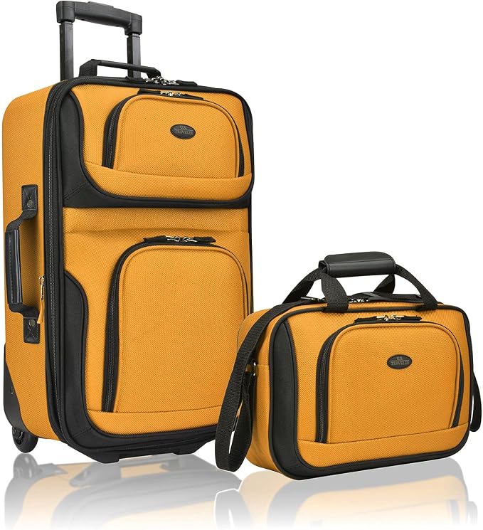 U.S. Traveler Rio Fabric Expandable Carry-on Luggage, Rolling Suitcase