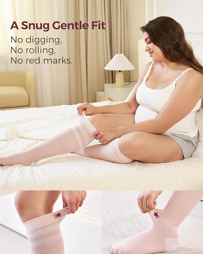 Momcozy Compression Socks for Women Wide Calf, 15-20mmHg Knee High Support
