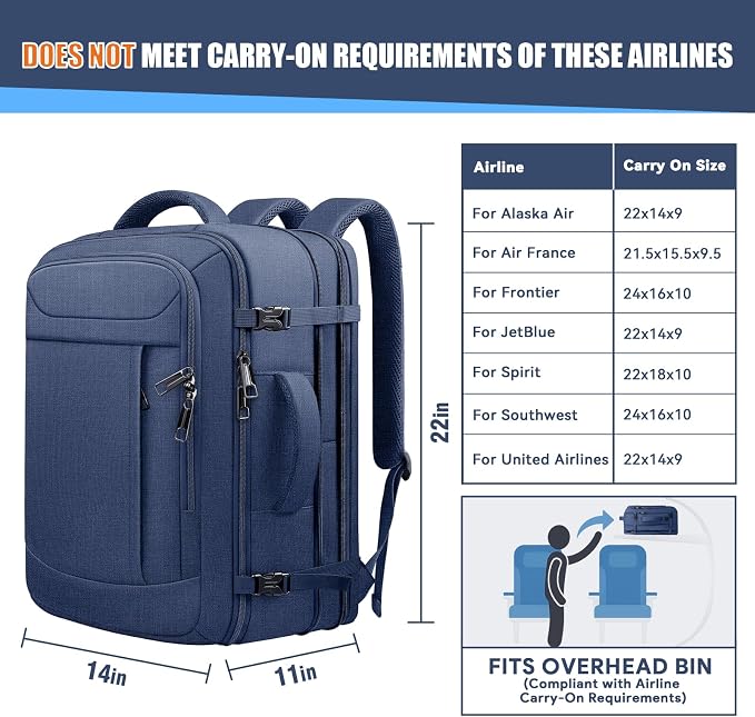 55L Travel Backpack, Extra Large Laptop Backpack, Carry On Backpack, Expandable