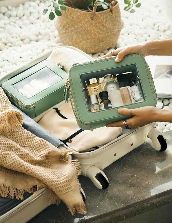 Popvibe Clear Makeup Bag Travel Cosmetic Case Transparent Toiletry Bag
