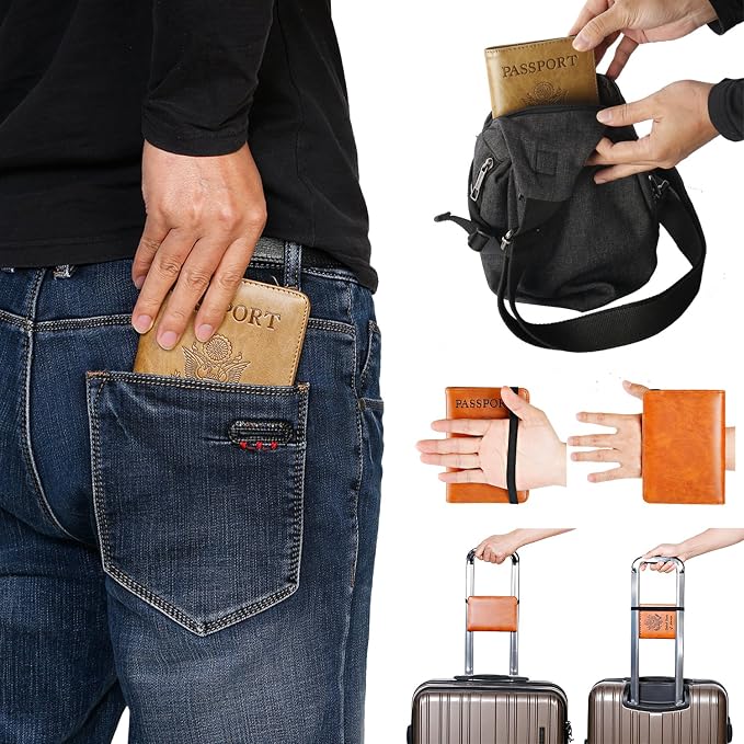 Passport Holder Cover Wallet Travel Essentials RFID Blocking Leather Card Case
