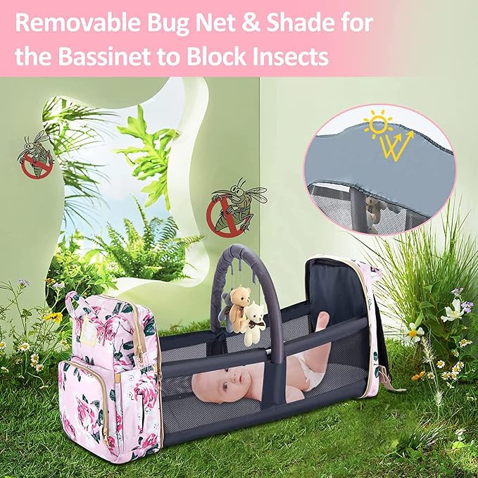Diaper Bag Backpack with Changing Station, Foldable