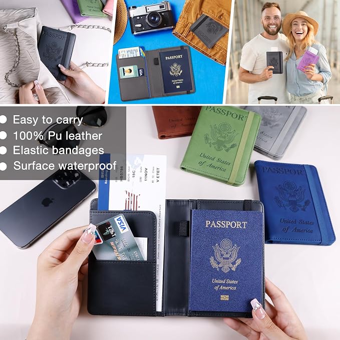 Melsbrinna Premium Leather Passport Holder Covers Case, Waterproof Rfid