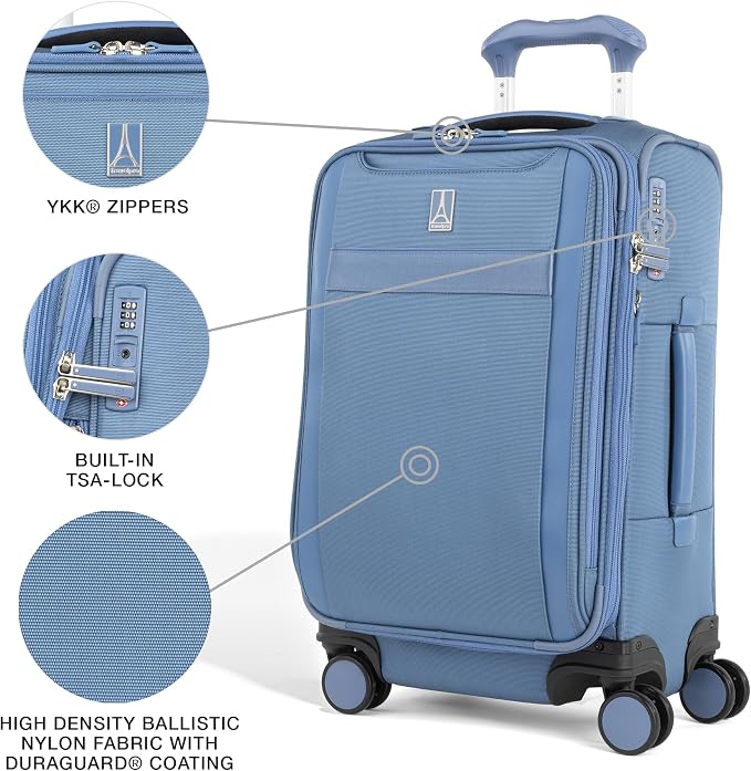 Travelpro VersaPack+ Lightweight Softside Expandable Carry on Luggage, 8