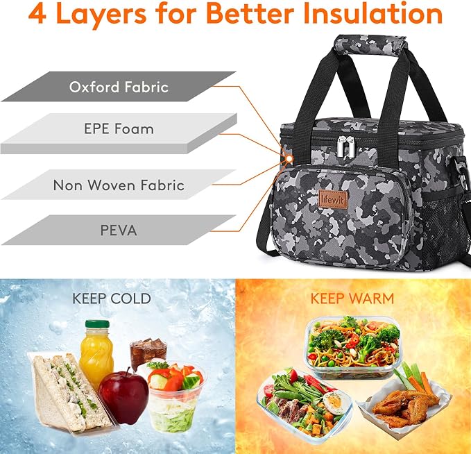 Lifewit Medium Lunch Bag Insulated Lunch Box Soft Cooler Cooling Tote