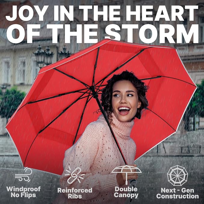 Royal Walk Windproof Folding Travel Umbrella Compact and Strong Luxurious Real