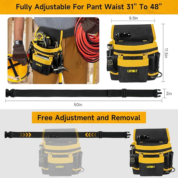 Tool Belt, Magnetic Tool Pouch, 14-Pockets Tool Belts