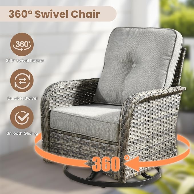 HOOOWOOO Patio Furniture Set, 8 Pieces Outdoor Conversation Set, All Weather