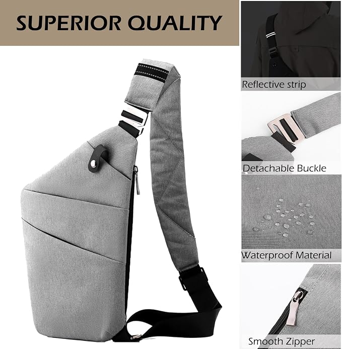 Anti Theft Crossbody Bags for Women Men, Slim Sling Purse