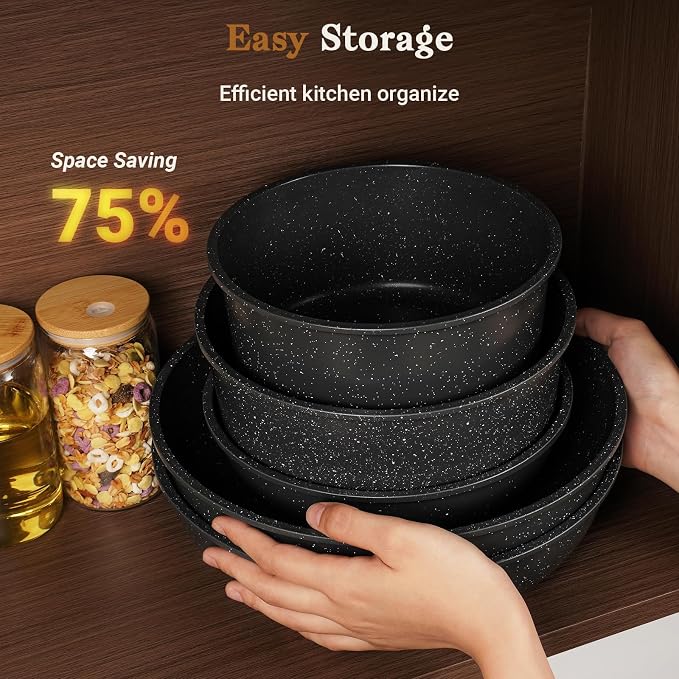 15Pcs Pots and Pans Set Non Stick, Cookware Sets