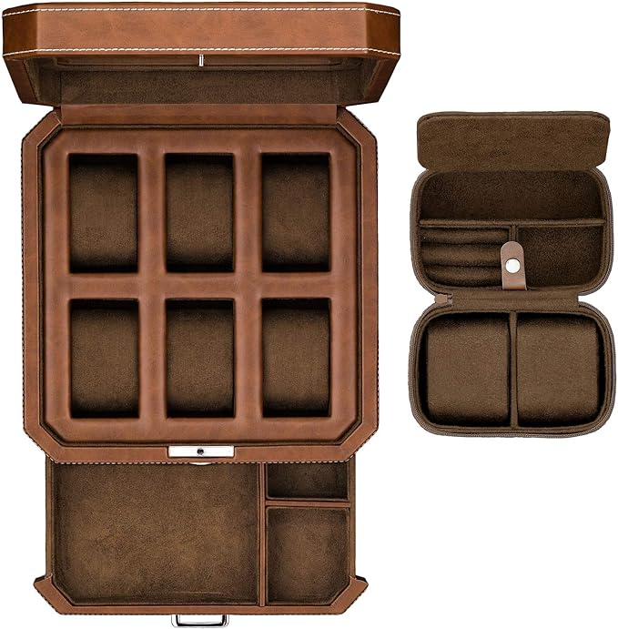 Gift Set 6 Slot Leather Watch Box