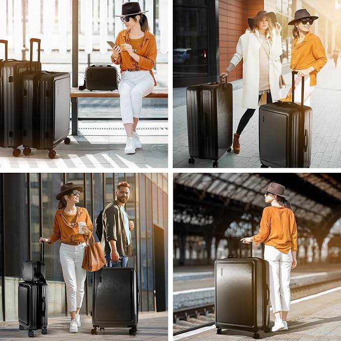 Hard Shell Luggage Sets with Spinner Wheels 4 Piece, Expandable Large Suitcases