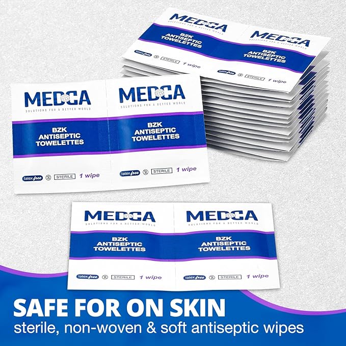 Hand Wipes – Benzalkonium Chloride Swabs Individual BZK Single-Use Packets by