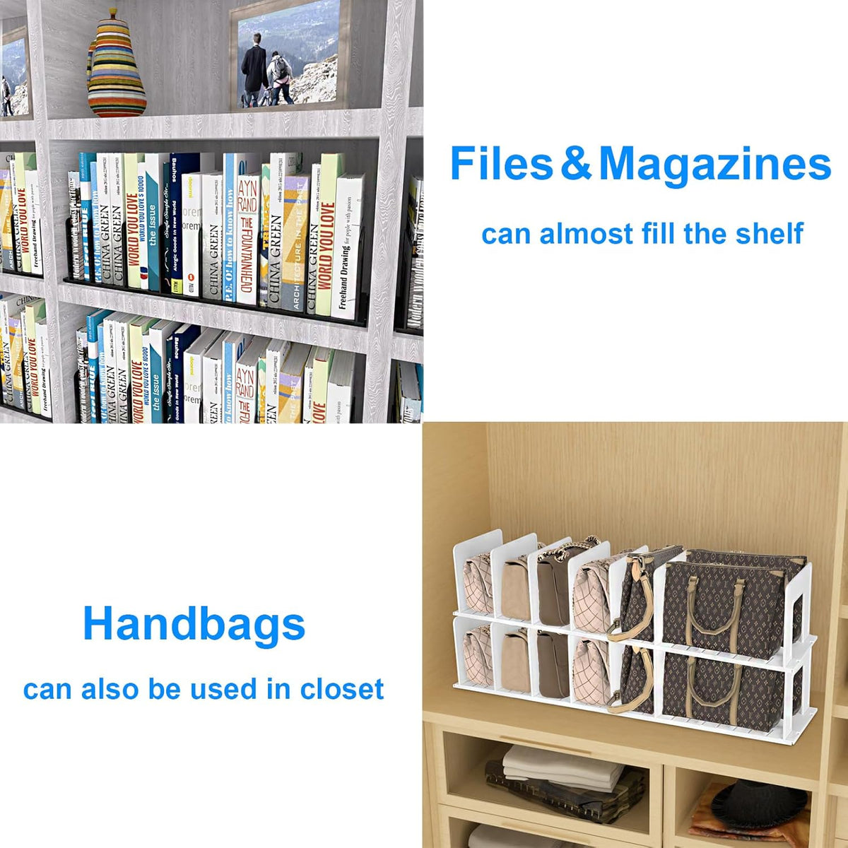 Adjustable Vertical File Sorter Sturdy Plastic Expandable Upright File Holder, Desktop Binder Organizer, School Office Organization Bookshelf Divider, Assemble Easily Endlessly, Black