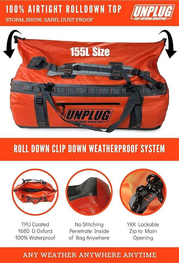 UNPLUG Ultimate Adventure Bag | 1680D Heavy Duty Waterproof Bag | Large Travel