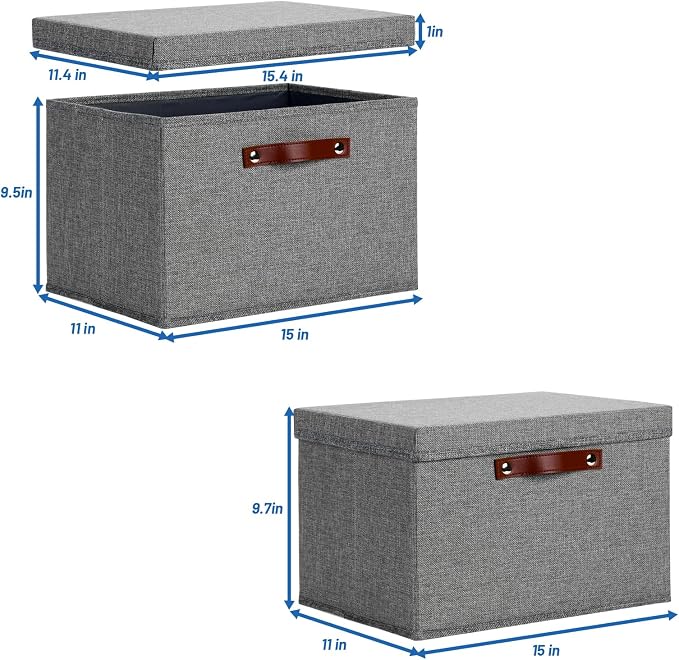 Temary Storage Bins with Lids 2-Pack Large Foldable Storage Baskets with Lid