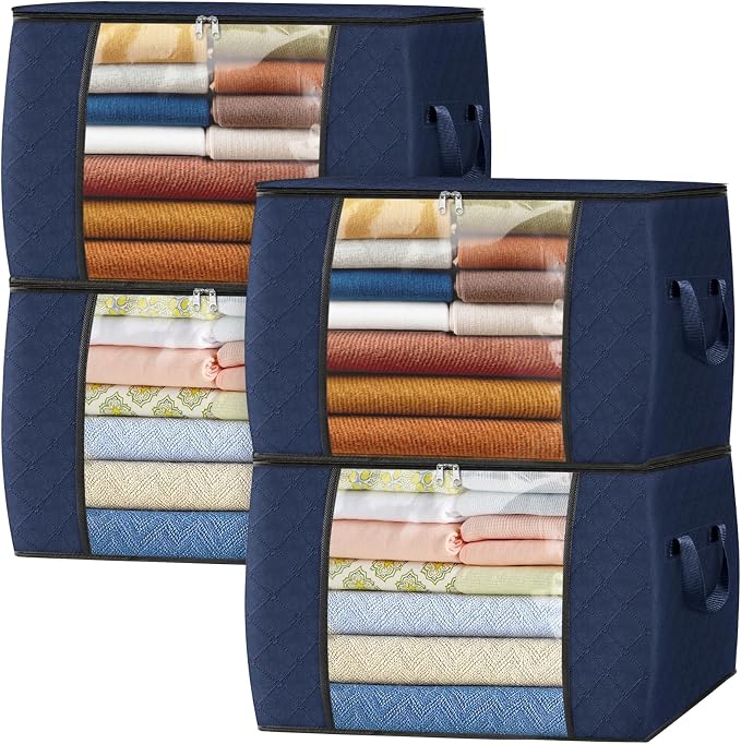 Fab totes 24 Gallons Clothes Storage, Foldable Thick Fabric Blanket Storage Bags