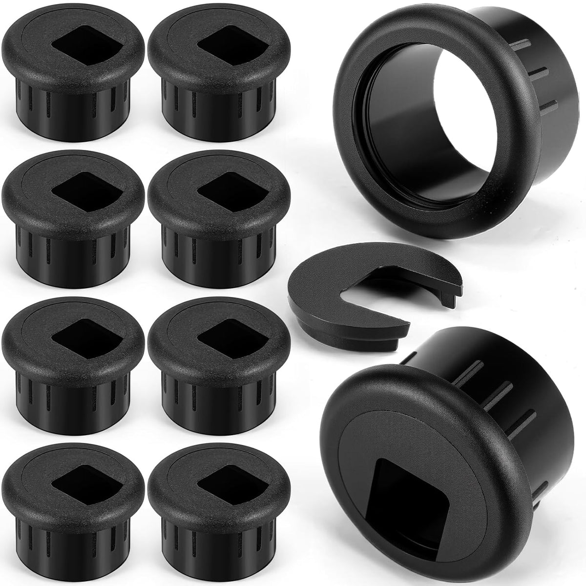 SATINIOR 10 Packs Desk Cable Wire Grommet Cord, PC Computer Desk Plastic Grommet Cord, Tidy Cable Hole Cover Organizers, 25 mm/ 1 Inch Mounting Hole Diameter