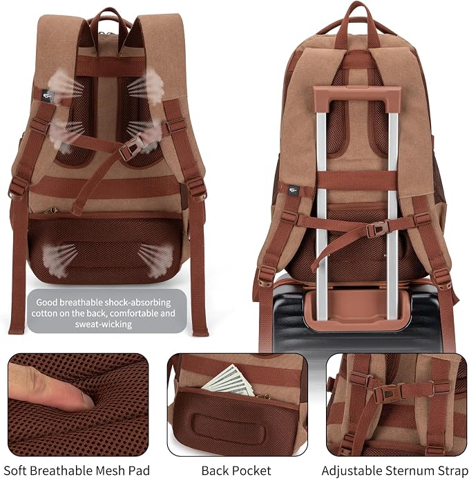 Tzowla Vintage Canvas Laptop Backpack