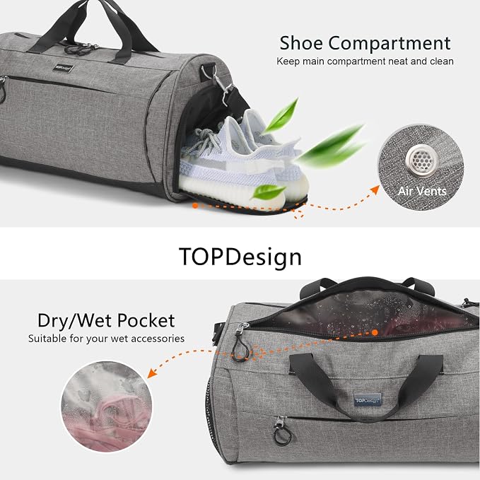 TOPDesign Gym Bag for Women & Men, Unisex Duffel Bag
