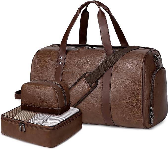 Wogarl 3PCS Faux Leather Weekender Bag