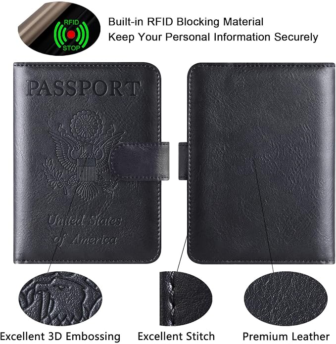 Passport Holder Cover Wallet Travel Essentials Leather Rfid Blocking Case