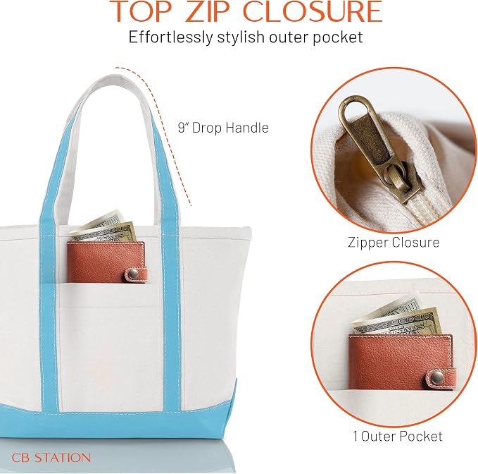 CB STATION Medium Classic Canvas Tote Bag