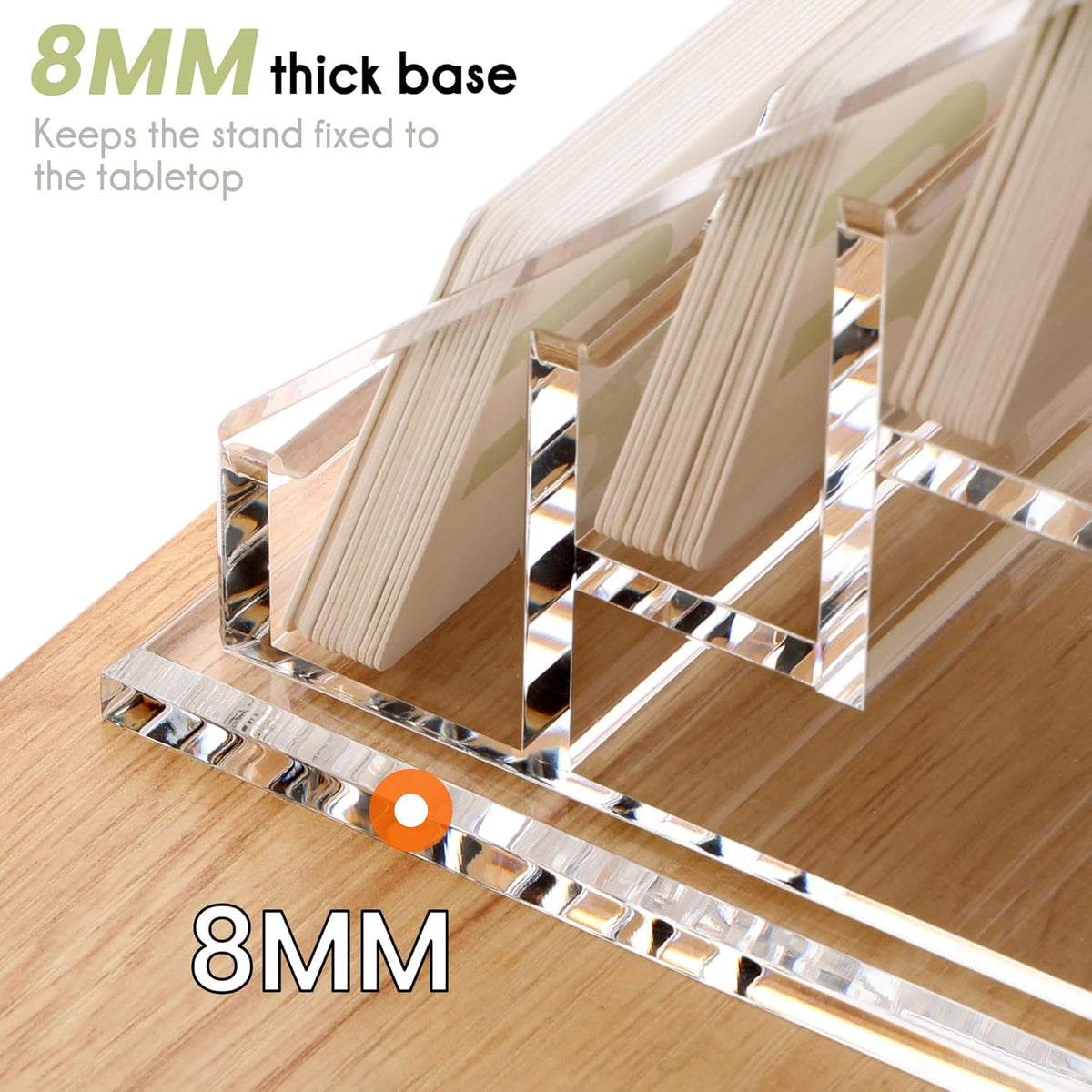 YUXUN Business Card Holder for Desk Clear Acrylic Business Cards Display Stand Name Card Holder Case Organizes 200 Cards-4 Slot 4 Tier 1 Pack(4 slot-H)