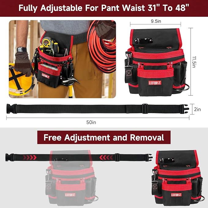 Tool Belt, Magnetic Tool Pouch, 14-Pockets Tool Belts