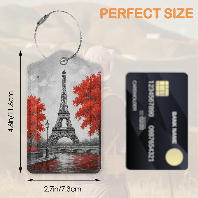 Eiffel Tower Paris 3 PCS PU Leather Luggage Tags